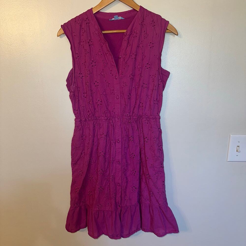 Draper James RSVP Magenta Pink Eyelet Button Front Dress – Size Medium